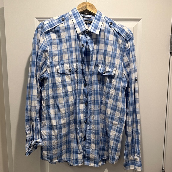 Express Modern Fit Plaid Shirt Size XL - Picture 1 of 7
